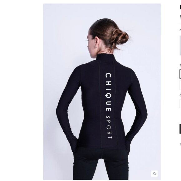 Figure Skating Chique Sport Desire Half-Zip Top in Black Size 134 - Picture 2 of 2